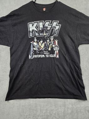 Kiss Freedom To Rock Black T-Shirt Dallas Cowboys Football Men's 2XL Hanes